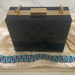 Tory, Burch, black and gold acrylic evening bag